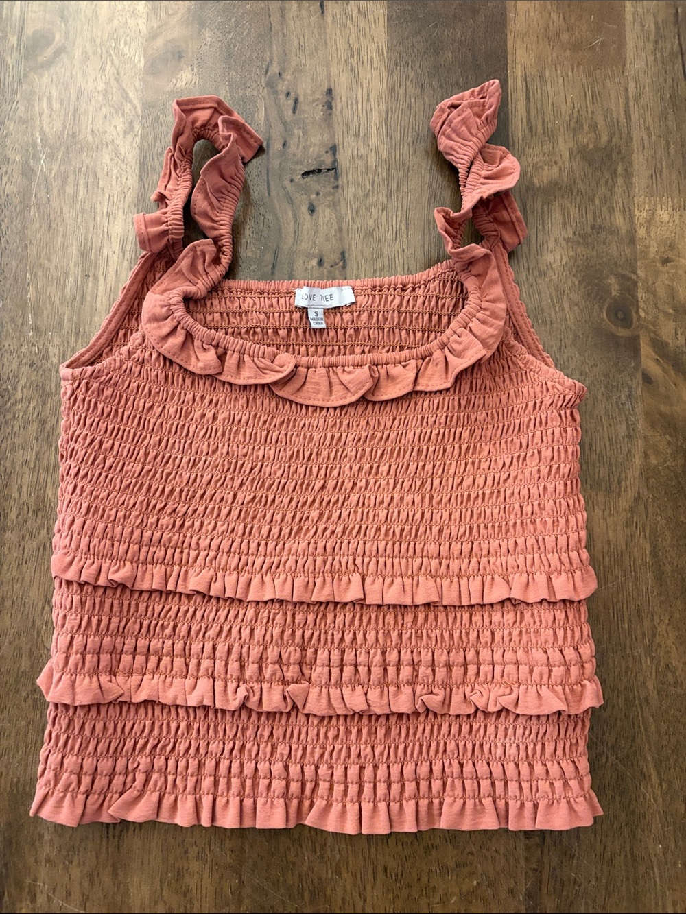 Love Tree Terra Cotta Smocked Camisole